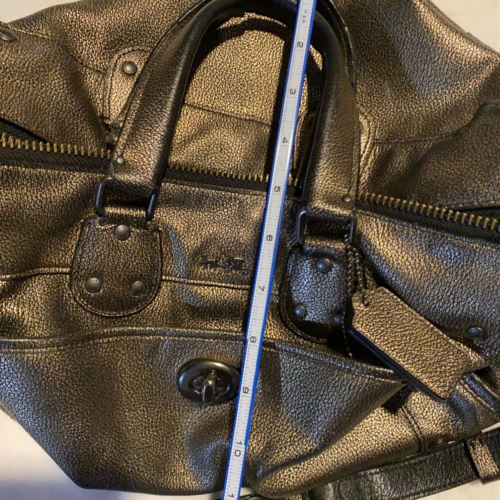 Coach Rhyder Gold Metallic Leather Satchel - Gem